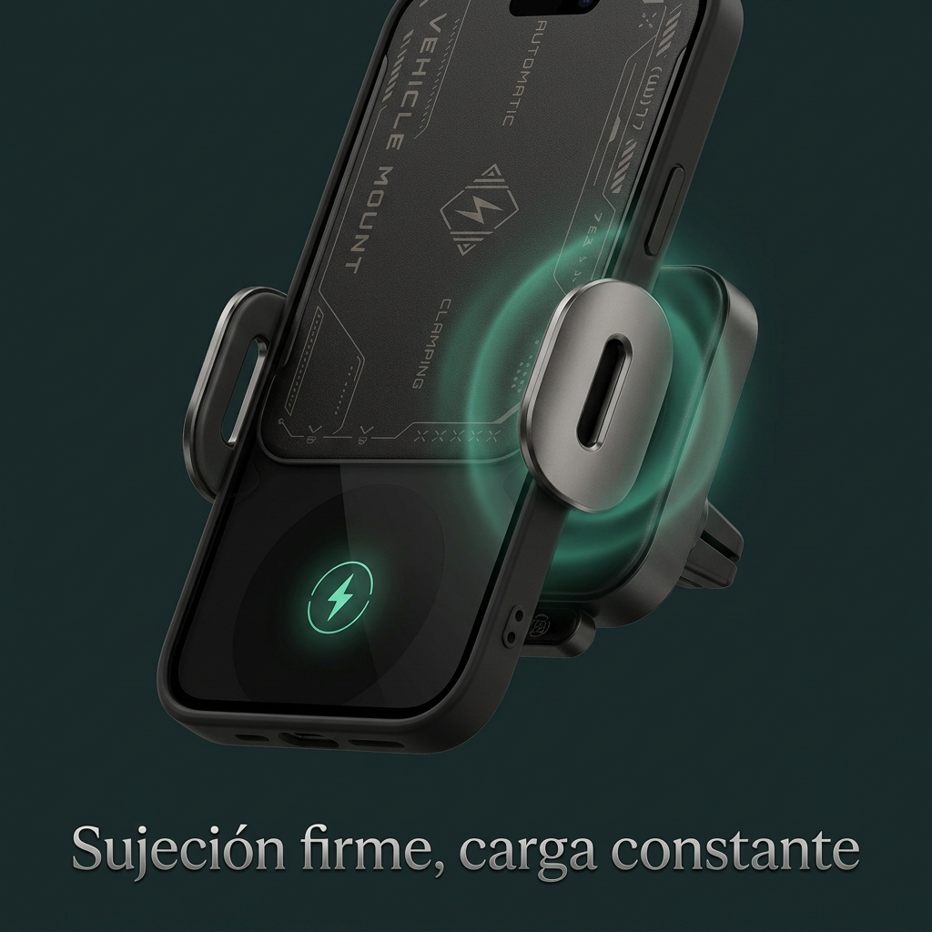 AutoGrip Pro — Soporte de Móvil para Coche con Carga Inalámbrica y Sujeción Reforzada