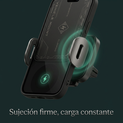 AutoGrip Pro — Soporte de Móvil para Coche con Carga Inalámbrica y Sujeción Reforzada